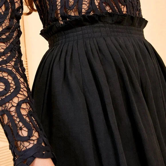 NWT Ulla Johnson Florian Skirt size 8 maxi skirt noir - Picture 4 of 8